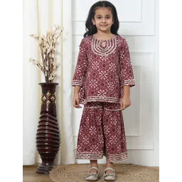 Readiprint Fashions Girls Floral Printed Gotta Patti Pure Cotton Kurti With Sharara-picture-27