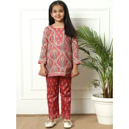 Readiprint Fashions Girls Floral Printed Gotta Patti Pure Cotton Kurti with Trouser-picture-21