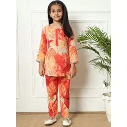 Readiprint Fashions Girls Floral Printed Gotta Patti Pure Cotton Kurti with Trouser-picture-14