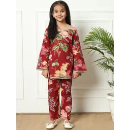 Readiprint Fashions Girls Floral Printed Gotta Patti Pure Cotton Kurti with Trousers-picture-15
