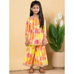 Readiprint Fashions Girls Geometric Woven Design Chanderi Silk Anarkali Kurti With Sharara-picture-50