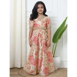 Readiprint Fashions Girls Printed V-Neck Zari Ready to Wear Lehenga & Blouse-picture-21
