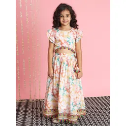 Readiprint Fashions Girls Tie and Dye Flutter Sleeves Ready to Wear Lehenga & Blouse-picture-16