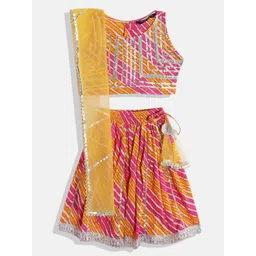 Readiprint Fashions Girls White & Pink Printed Ready to Wear Lehenga & Blouse With Dupatta-picture-40