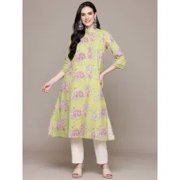 READIPRINT FASHIONS Green Cotton Printed A Line Kurta-picture-20