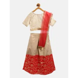 READIPRINT FASHIONS Kids Beige & Red Printed Lehenga, Choli With Dupatta-picture-19