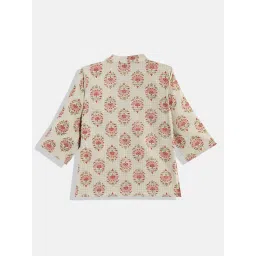 READIPRINT FASHIONS Kids Beige Floral Print Full Sleeves Kurta with Dhoti image 2
