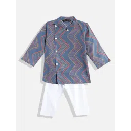 READIPRINT FASHIONS Kids Blue & White Printed Full Sleeves Kurta With Pyjamas-picture-34