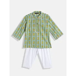 READIPRINT FASHIONS Kids Blue & White Printed Full Sleeves Kurta With Pyjamas-picture-16