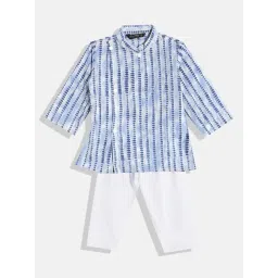 READIPRINT FASHIONS Kids Blue & White Striped Full Sleeves Kurta With Pyjamas-picture-30