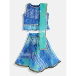 READIPRINT FASHIONS Kids Blue Striped Lehenga, Choli With Dupatta-picture-36