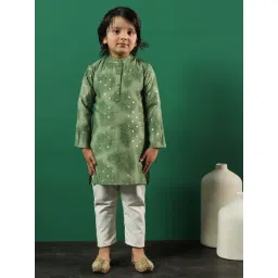 READIPRINT FASHIONS Kids Green & White Floral Print Full Sleeves Kurta with Pyjamas-picture-33