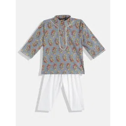 READIPRINT FASHIONS Kids Grey & White Printed Full Sleeves Kurta With Pyjamas-picture-30