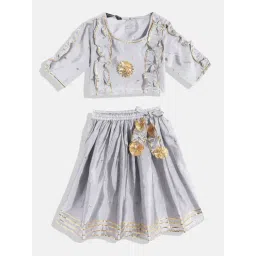 READIPRINT FASHIONS Kids Grey Embroidered Lehenga, Choli with Dupatta-picture-16