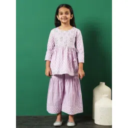 READIPRINT FASHIONS Kids Mauve Embroidered Kurti with Gharara-picture-33