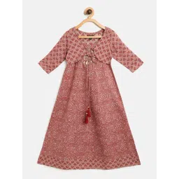 READIPRINT FASHIONS Kids Mauve Floral Print Full Sleeves Gown-picture-43