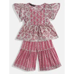 READIPRINT FASHIONS Kids Mauve Printed Kurta with Sharara-picture-11