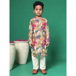 READIPRINT FASHIONS Kids Multicolor Floral Print Full Sleeves Kurta with Pyjamas-picture-10