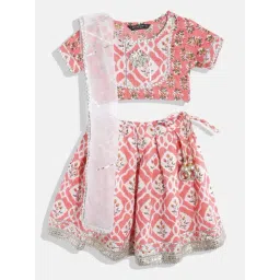 READIPRINT FASHIONS Kids Pink & White Floral Print Lehenga, Choli with Dupatta-picture-22
