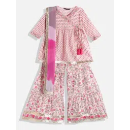 READIPRINT FASHIONS Kids Pink Floral Print Kurta, Sharara With Dupatta-picture-39