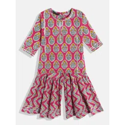 READIPRINT FASHIONS Kids Pink Floral Print Kurta With Sharara-picture-15