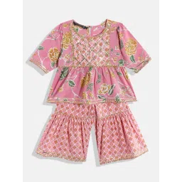 READIPRINT FASHIONS Kids Pink Floral Print Kurti with Sharara-picture-33