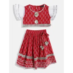 READIPRINT FASHIONS Kids Red & White Printed Lehenga with Choli-picture-21