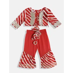 READIPRINT FASHIONS Kids Red & White Printed Top with Plazzos-picture-16