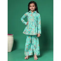 READIPRINT FASHIONS Kids Turquoise Printed Full Sleeves Kurti with Gharara-picture-22