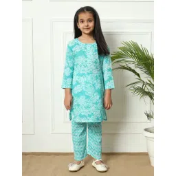 READIPRINT FASHIONS Kids Turquoise Printed Kurti with Pants-picture-34