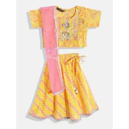 READIPRINT FASHIONS Kids Yellow & Pink Printed Lehenga, Choli with Dupatta-picture-33