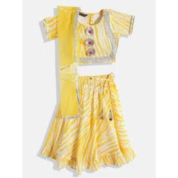 READIPRINT FASHIONS Kids Yellow & White Striped Lehenga, Choli with Dupatta-picture-18
