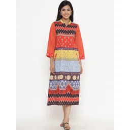Readiprint Fashions Multicoloured Ethnic Motifs A-Line Dress-picture-26