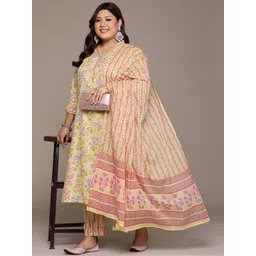 Readiprint Fashions Plus Size Floral Printed Sequinned Pure Cotton Kurta Set-picture-29