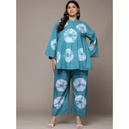 Readiprint Fashions Plus Size Tie & Dye Dyed Pure Cotton Top With Palazzos-picture-27