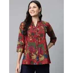 Readiprint Fashions Printed Mandarin Collar Cotton Shirt Style Top-picture-30