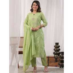 Readiprint Fashions Women Embroidered Thread Work Pure Cotton Kurta with Trousers Set-picture-30