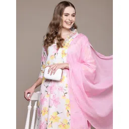 Readiprint Fashions Women Floral Printed Beaded Cotton Kurta with Trousers & With Dupatta-picture-41