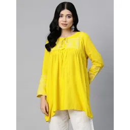 Readiprint Fashions Yoke Design Thread Work Pure Cotton Thread Work Pleated Kurti-picture-39