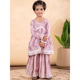 Readiprint Girls Floral Printed Pure Cotton A-Line Kurti with Sharara-picture-19