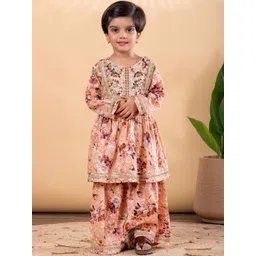 Readiprint Girls Floral Printed Regular Sequinned Pure Cotton Kurti with Sharara-picture-46