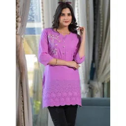 READIPRINT Purple Cotton Floral Kurta-picture-32