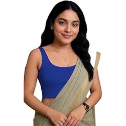 Readymade Fitted Saree Blouse for Women Sleeveless Square Round U Neck Regular fit Stretchable Pullon Western Stylish Crop Top VG21-picture-37
