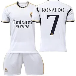 Real Madrid New Season White Ronaldo 07 Football Jersey Set for Kids and Adults-picture-12