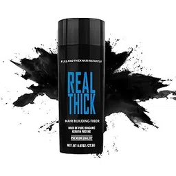 REAL THICK™ Hair Building Fiber (BLACK) Boost Your Confidence With Thicker & Fuller Hair. 27.5 G. Keratin Thick Fiber-picture-34