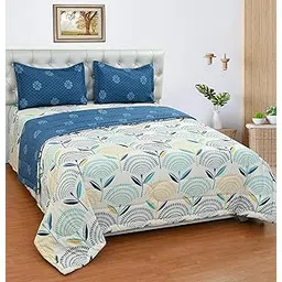 REALDREAM Super Soft Glace Cotton King Size Ac Comforter || Blanket || Duvet for Double Bed with 1 Flat Bedsheet and 2 Pillow Cover (Multi Floral)-image-37