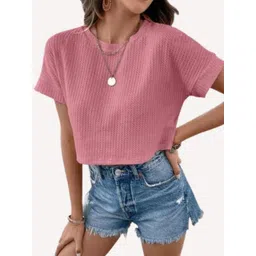 Realglimpse Women Self Design Short Sleeves Crop Top-picture-26