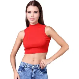 Realglimpse Women Solid Cotton Crop Top-picture-29