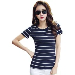 Realglimpse Women Striped Slim Fit T-shirt-picture-33