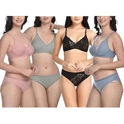 realside Women Cotton Bra Panty Set for Lingerie Set|Bra Panty Set | Panty Bra Set for Women Women Lingerie Set A Beautiful Combo Pack of 4-picture-26